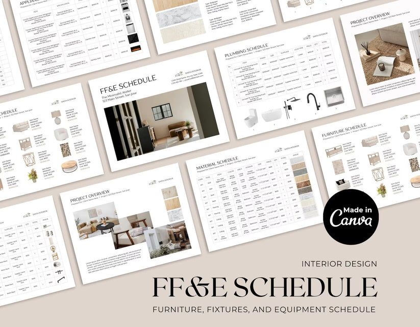 Fixtures and Finishes (FF&E) Schedule Template – Pixel Studio