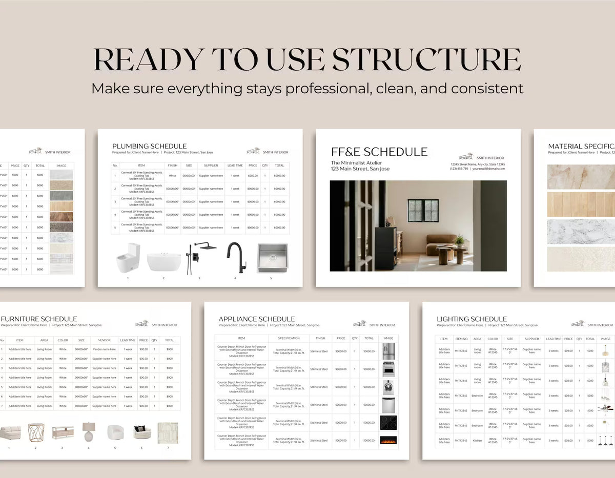 Schedule Template Bundle for Interior Designers